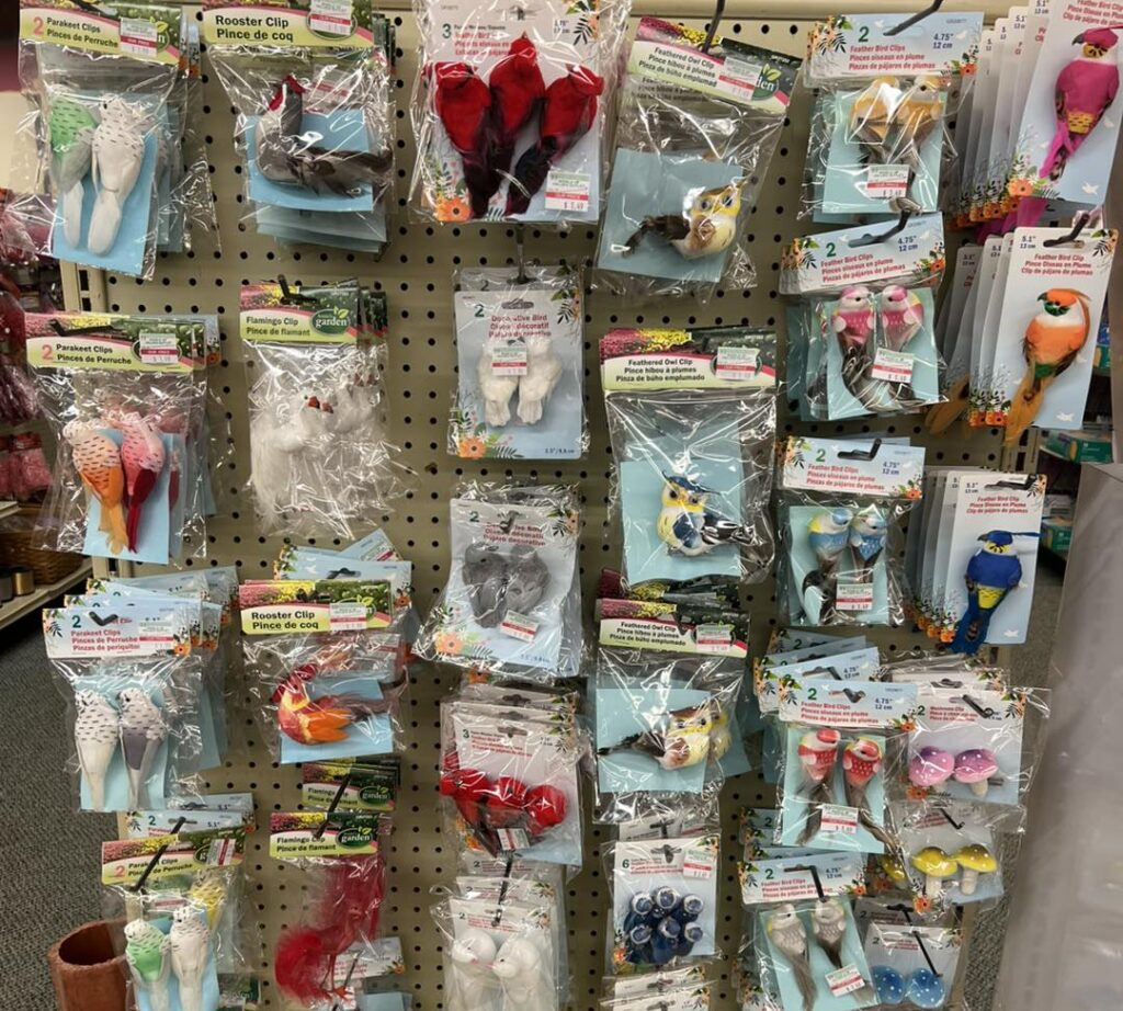 Pet toys on a store rack