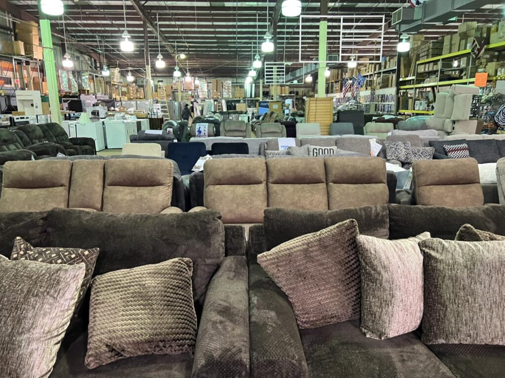 Sofas in a warehouse